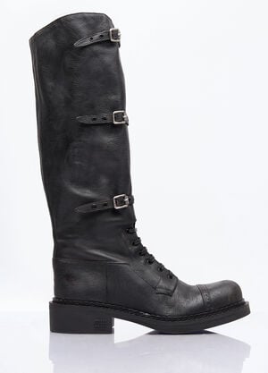 Miu Miu High Leather Boots Black miu0258041