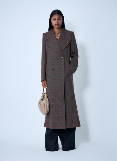 Double-Breasted Check Wool Coat Chloé Double-Breasted Check Wool Coat Brown chl0261013
