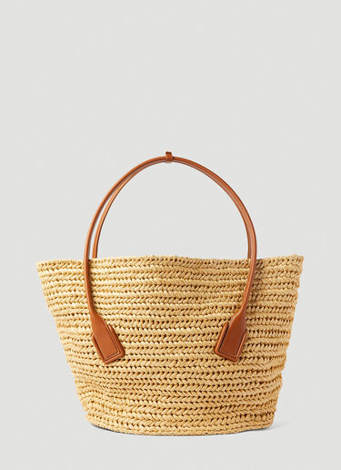 Bottega Veneta Arco Raffia Medium Tote Bag Cream bov0251042