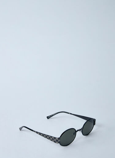 Gucci 字母画押金属椭圆框太阳镜  黑色 gus0159083