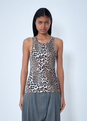 GANNI Rib Tank Top Brown gan0263032