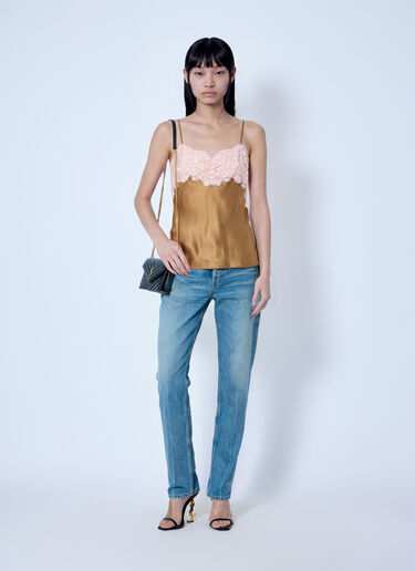 LN-CC® - Saint Laurent: Lace Camisole Top - Light Brown Saint Laurent Lace Camisole Top Light Brown sla0265010