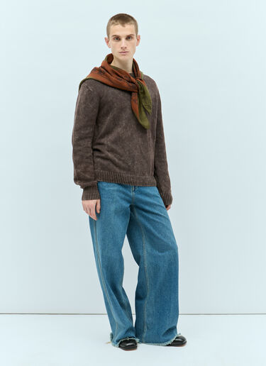 Acne Studios 薄羊毛印花围巾 橙色 acn0156029