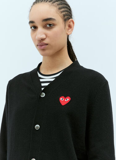 Comme Des Garçons PLAY Logo Patch Wool Cardigan Black cpl0355021