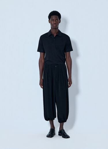 LN-CC® - Yohji Yamamoto: Pleated Drop-Crotch Trousers - Black Yohji Yamamoto Pleated Drop-Crotch Trousers Black yoy0164012