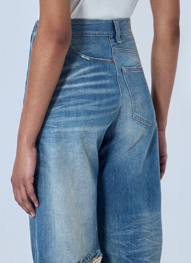 MM6 Maison Margiela Wide-Leg Distressed Denim Jeans Blue mmm0264060