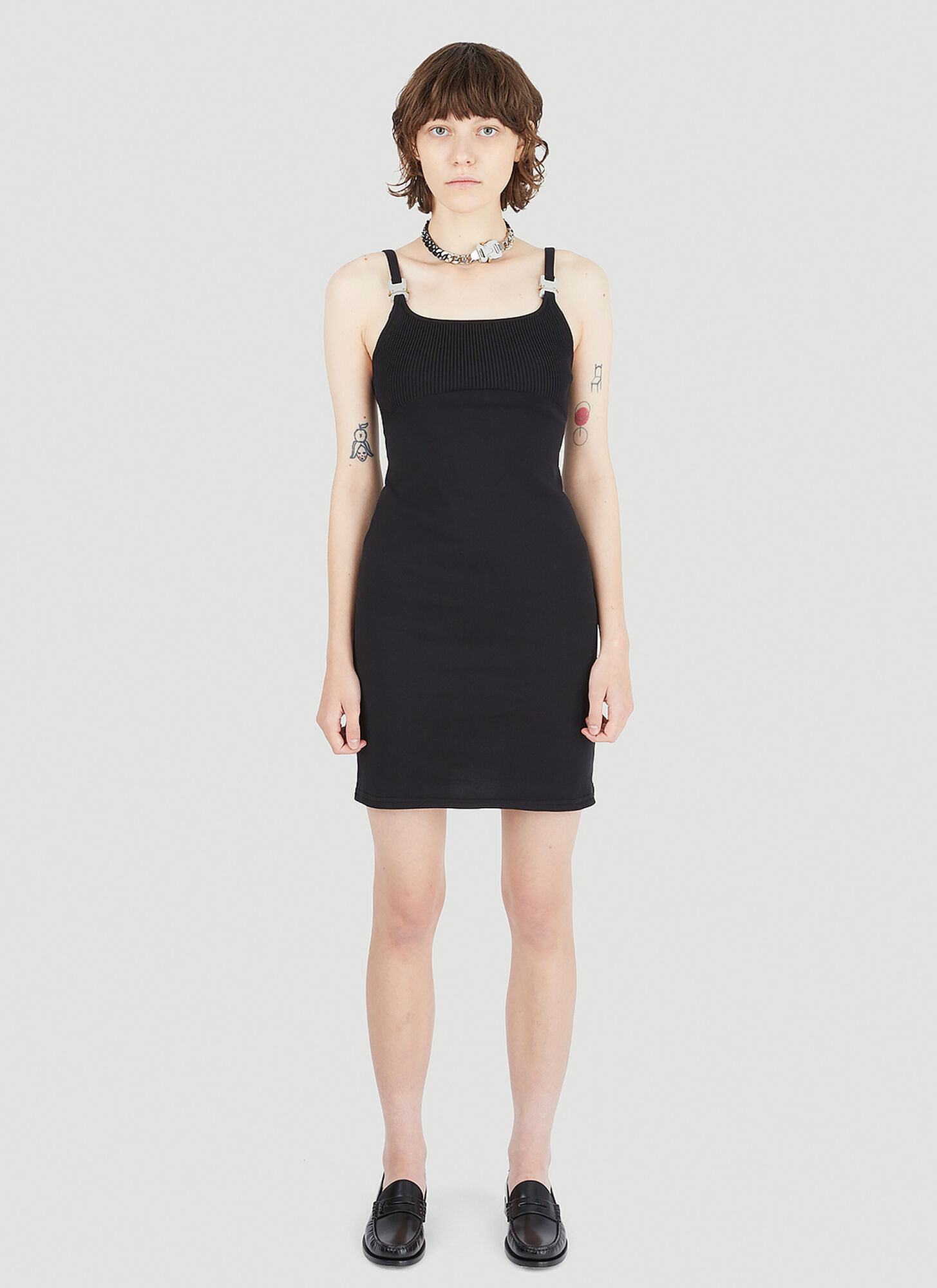 Alyx Disco Ribbed Mini Dress In Black