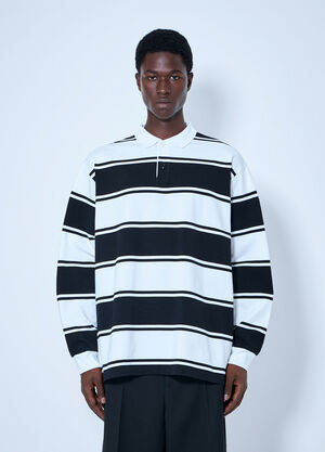 Balenciaga Striped Logo-Patch Polo Shirt Black bal0165004