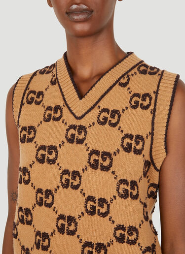 Gucci GG 提花无袖针织衫 驼 guc0251065