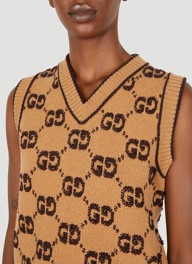 Gucci GG Jacquard Sleeveless Sweater Camel guc0251065