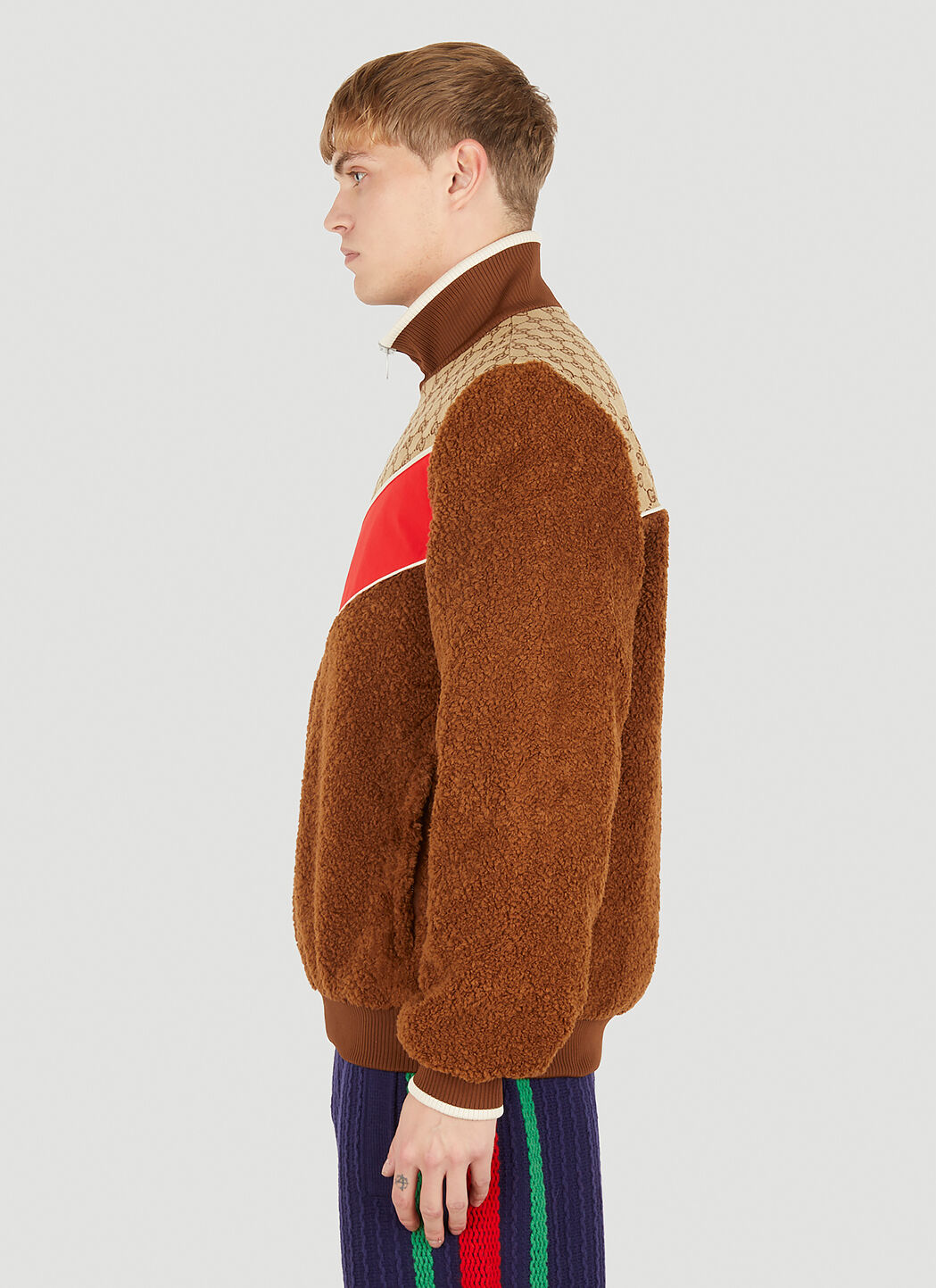 Gucci GG Fleece Jacket in Brown LN CC