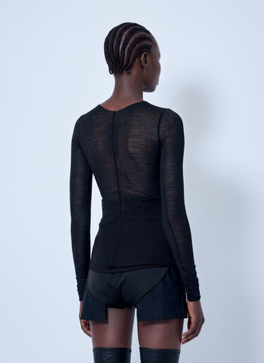 LN-CC® - Rick Owens: Long Sleeve Wool Silk Tee - Black Rick Owens Long Sleeve Wool Silk Tee Black ric0266009