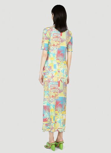 GANNI Printed Rib Jersey Maxi Dress Yellow gan0253008