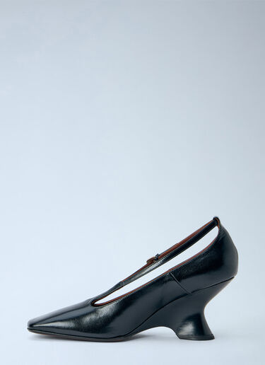 LN-CC® - Dries Van Noten: Leather Wedge Pumps - Black Dries Van Noten Leather Wedge Pumps Black dvn0265033