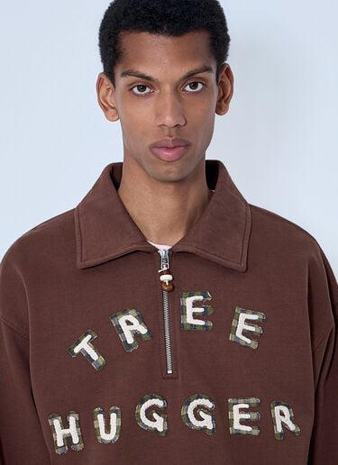 Story MFG Half-Zip Collared Sweatshirt Brown str0164007