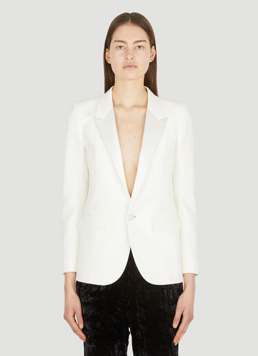 Saint Laurent Single Breasted Blazer White sla0251044