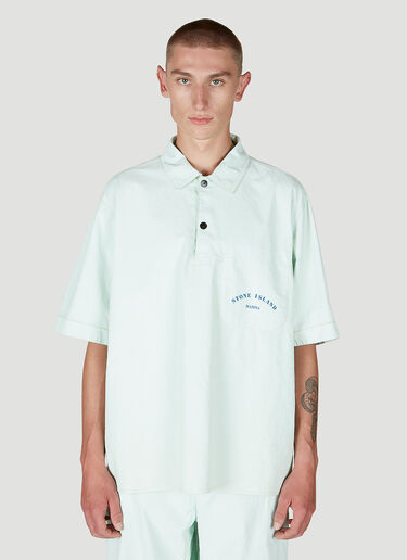 Stone Island Logo Print Polo Shirt Green sto0152005