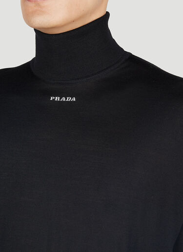 Prada Logo Intarsia High Neck Sweater Black pra0152101