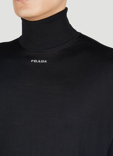 Prada 로고 인타르시아 하이넥 스웨터 블랙 pra0152101