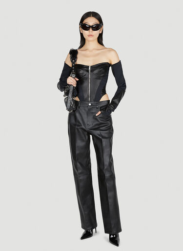 Mugler Leather Sculpted Bodysuit Black mug0251028