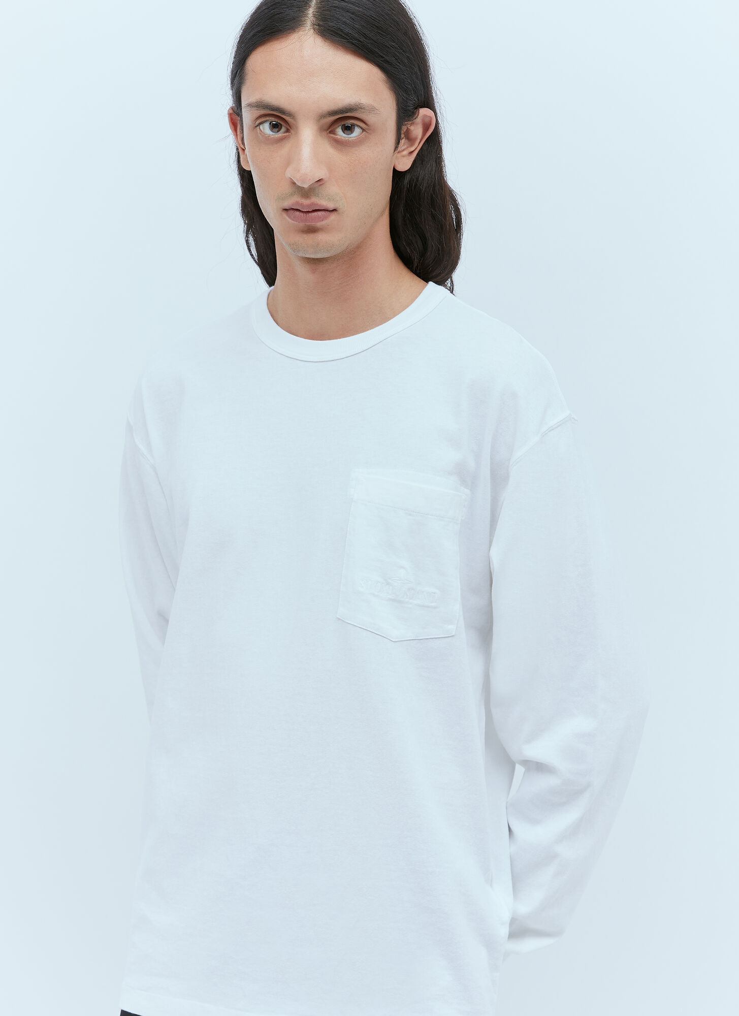 Shop Stone Island Logo Embroidery T-shirt In White