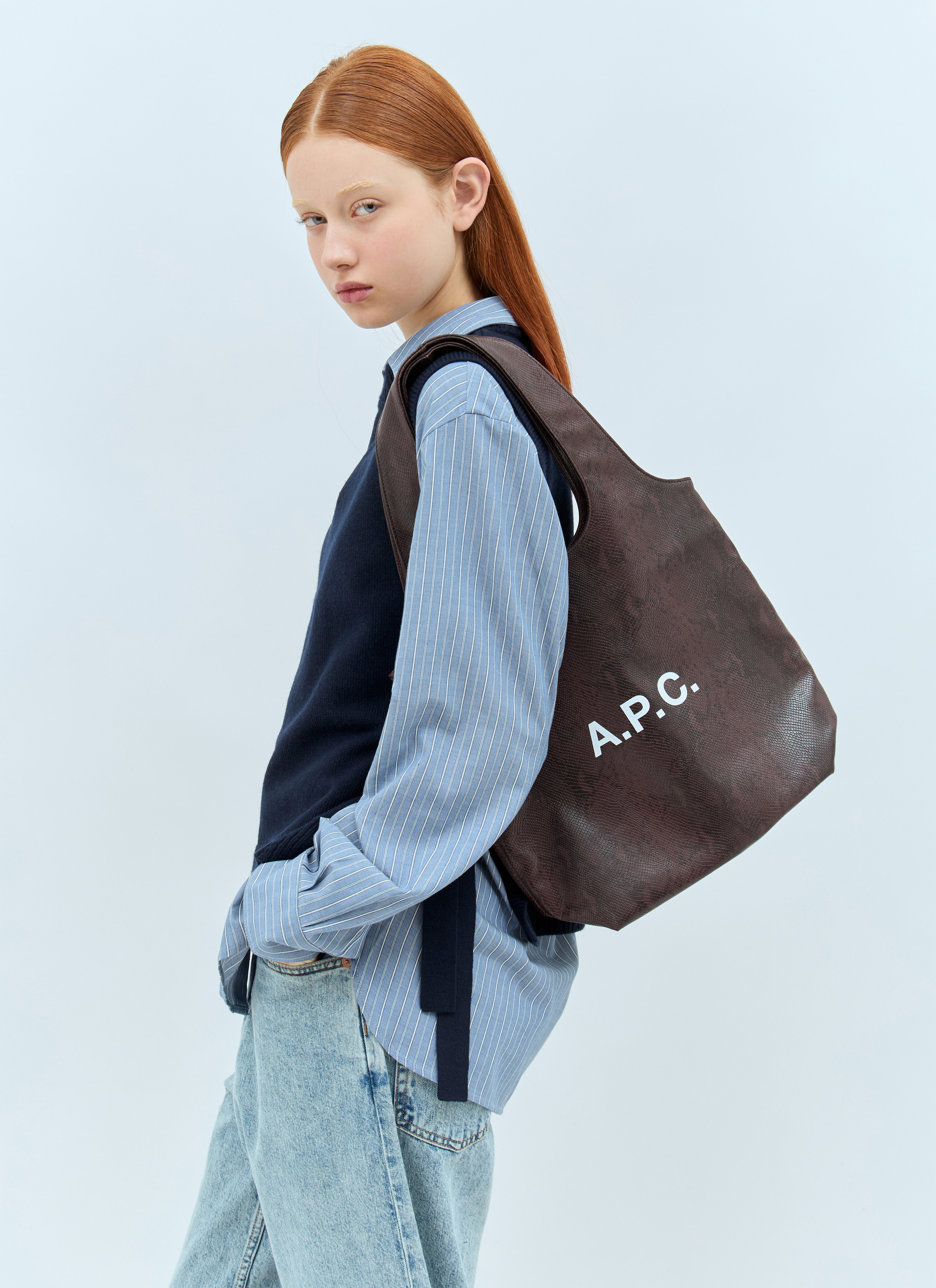 A.P.C. Women s Ninon Small Tote Bag in Brown LN CC