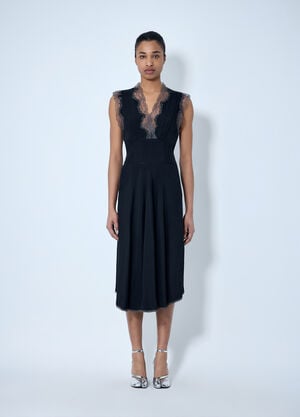 Maison Margiela Lace Trim Midi Dress Black mla0264002