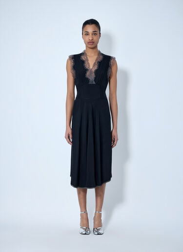 Maison Margiela Lace Trim Midi Dress Black mla0264002