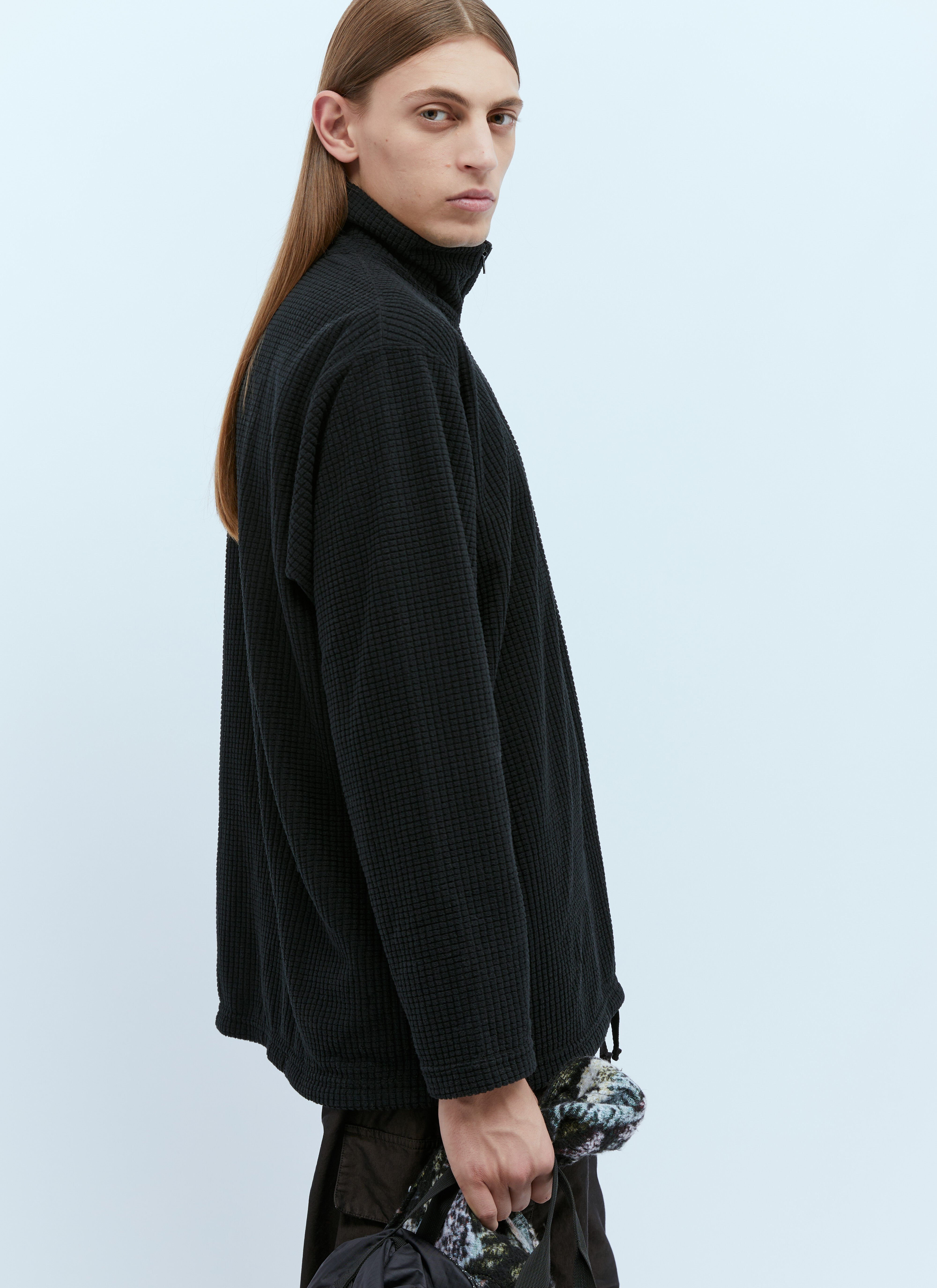 Engineered Garments Men s Zip Up Mock Knit Sweater in Black LN CC
