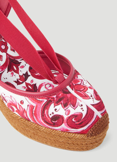 Dolce & Gabbana Printed Brocade Wedge Sandals Pink dol0253023