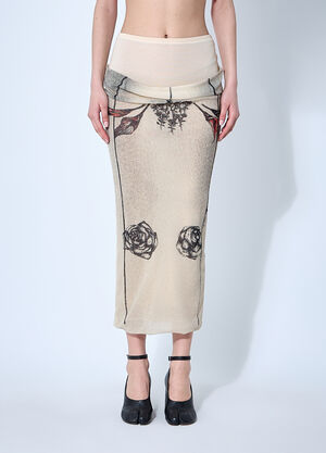 Jean Paul Gaultier Double Layer Mesh Skirt Ecru jpg0260003