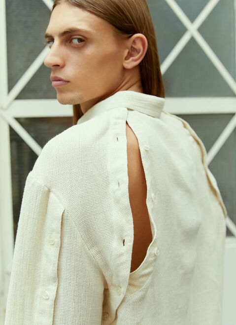Eckhaus Latta 버튼 다운 리넨 셔츠 Beige eck0151005