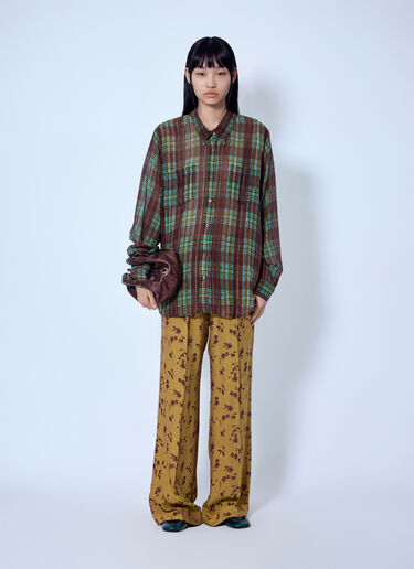 LN-CC® - Dries Van Noten: Plaid Button-Down Shirt - Brown Dries Van Noten Plaid Button-Down Shirt Brown dvn0266007