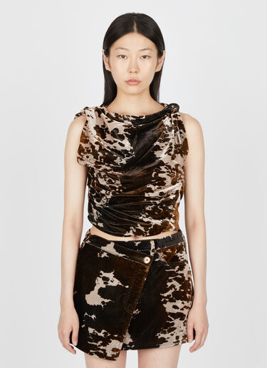 Acne Studios Cowl-neck Velvet Cow Print Top Brown acn0254019