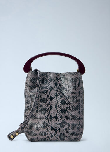 Dries Van Noten Snake-Embossed Leather Top Handle Bag Purple dvn0265015