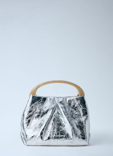 Dries Van Noten Metallic Structured Handbag Silver dvn0263017