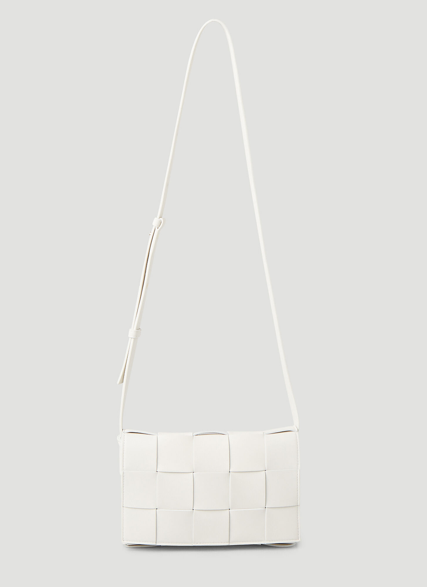Shop Bottega Veneta Cassette Small Intrecciato Shoulder Bag In White