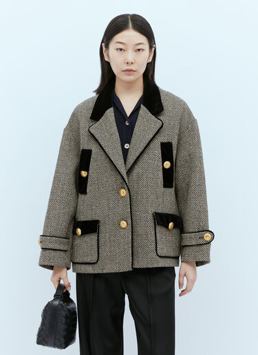 Wool Boucle Herringbone Jacket Gucci Wool Boucle Herringbone Jacket Grey guc0253028