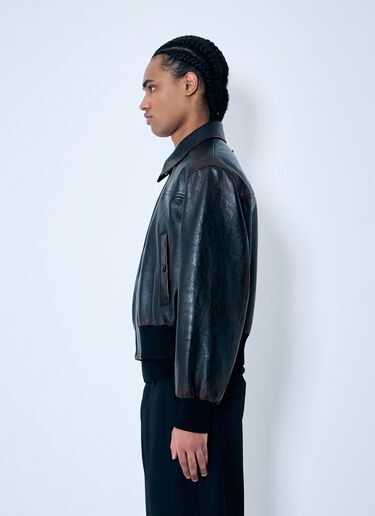 Prada Leather Bomber Jacket Black pra0160001