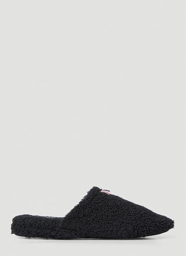 Thom Browne Logo Tab Shearling Slippers Black thb0150016