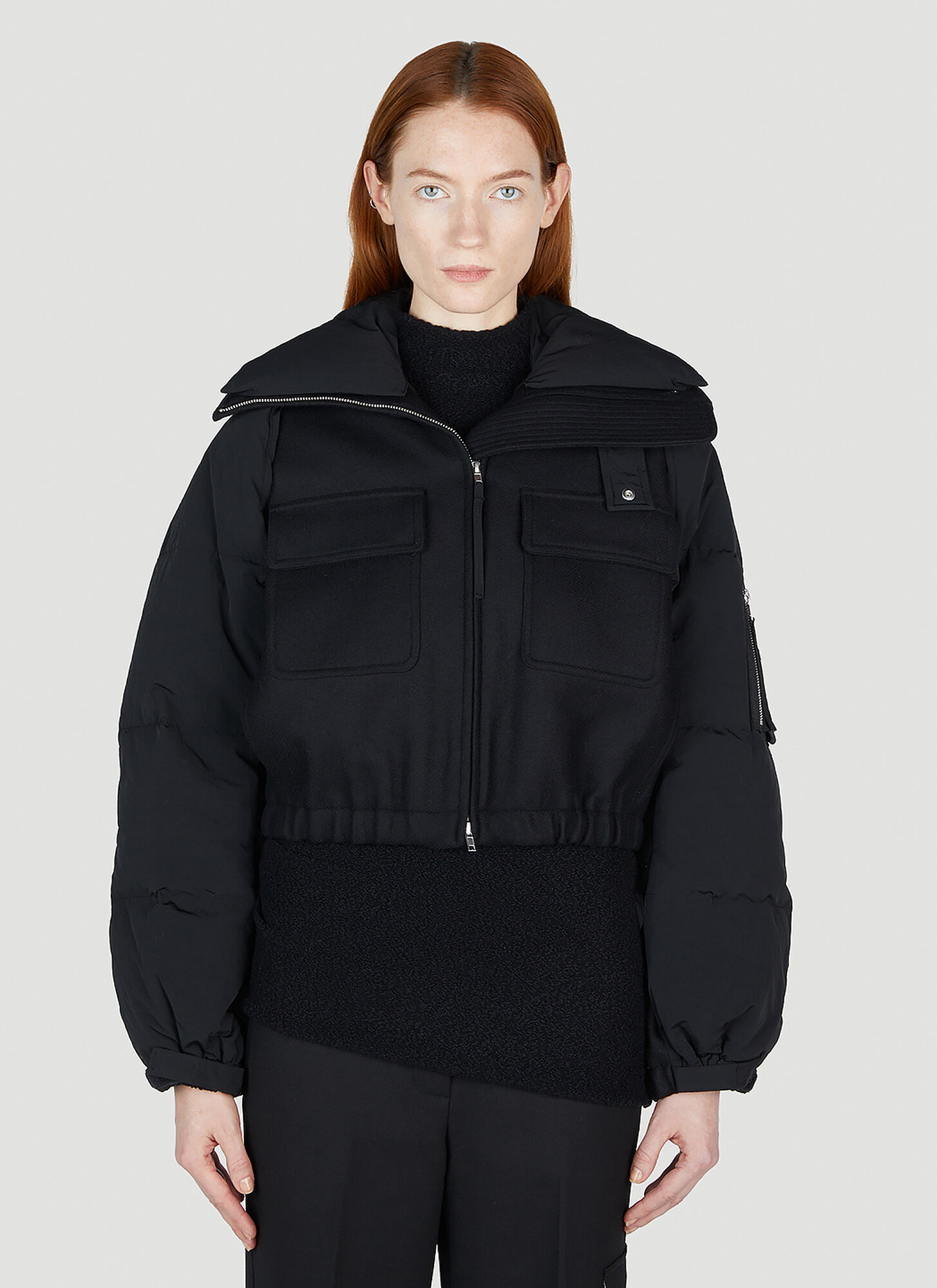 Shop Helmut Lang Hybrid Bomber Jacket In Black