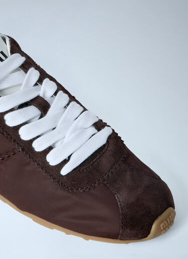 Miu Miu Logo Patch Sneakers Brown miu0263025