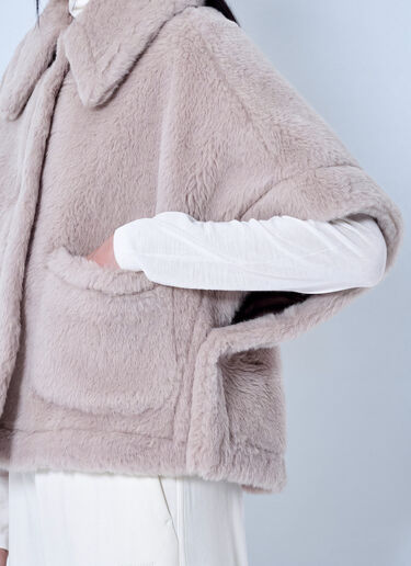 LN-CC® - Max Mara: Alpaca and Wool Teddy Fabric Boxy Cape - Beige Max Mara Alpaca and Wool Teddy Fabric Boxy Cape Beige max0266084