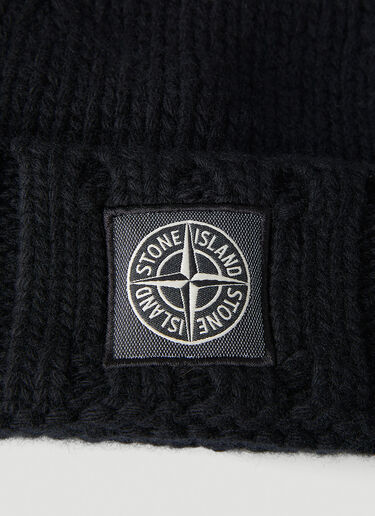 Stone Island Compass Patch Beanie Hat Black sto0150145