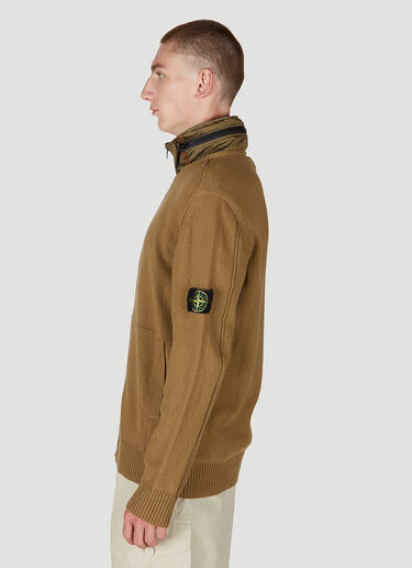 Stone Island 컴퍼스 패치 집업 스웨터 브라운 sto0152051