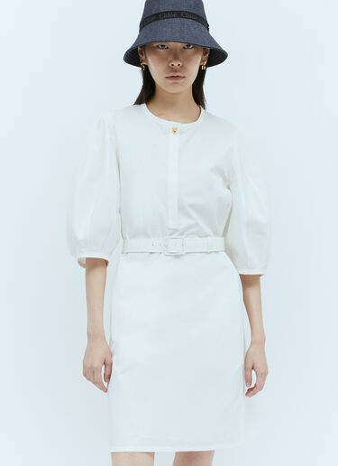 Chloé Belted Shirt Dress White chl0255009