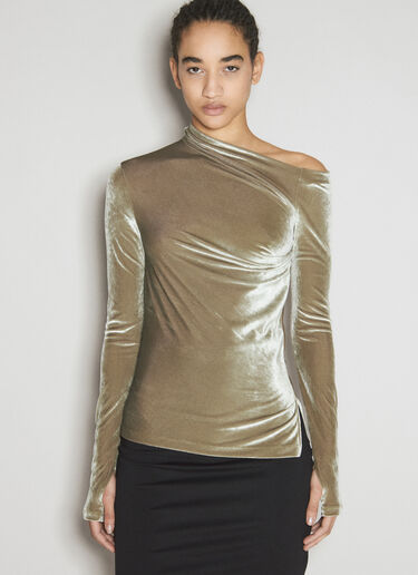 Helmut Lang Velvet Asymmetrical Top Green hlm0254006