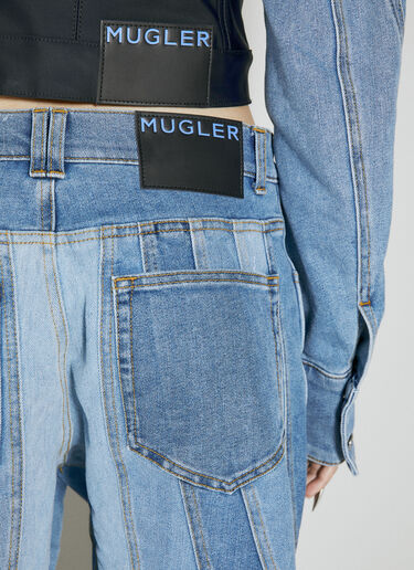 Mugler Cropped Denim Jacket Blue mug0254017