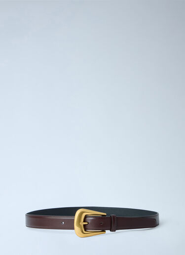 LN-CC® - Saint Laurent: Folk Buckle Belt - Brown Saint Laurent Folk Buckle Belt Brown sla0363001