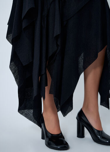 Yohji Yamamoto Gauzed Frilled Midi Skirt Black yoy0262021